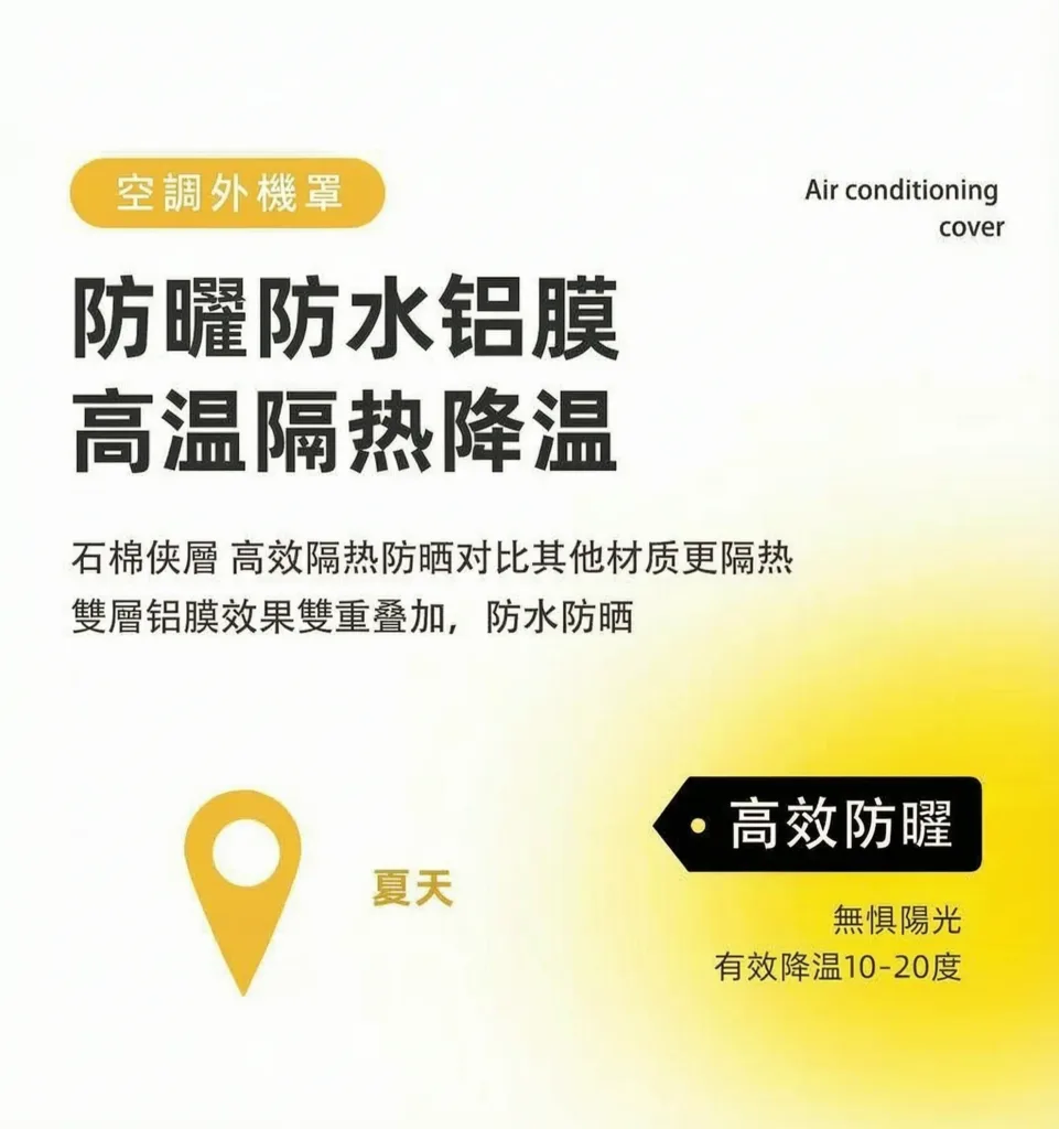 【五星級空調保護罩⭐】🌞烈日暴雨都不怕！空調鋁箔罩，隔熱擋雨防滴水，耐腐蝕防塵超耐用🛡️免工具3秒安裝！外機不再風吹日曬雨淋✨小投資省大錢，聰明保養趁現在🔥 - 3