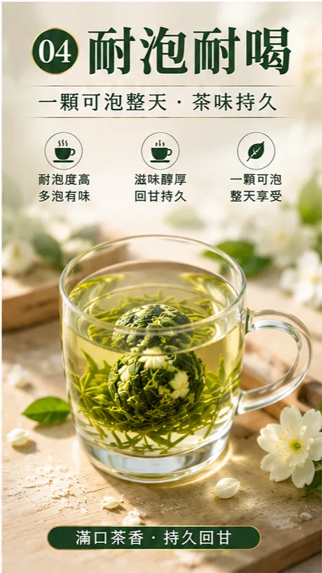 【茉莉龍珠綠茶】純正台灣茶，無色素香精✖️七次窨花手工揉捻🌼茉莉濃香＋綠茶鮮爽🌱熱水一沖，花香四溢，甘醇無比！球形緊壓釋放天然茉莉與嫩茶香，甘醇鮮爽，喝得健康！💎安心首選！ - 16