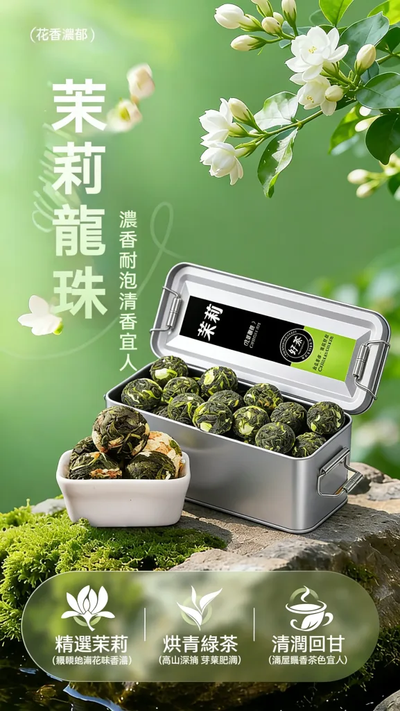【茉莉龍珠綠茶】綻放舌尖的茉莉盛宴！🌼🌟七窨茉莉｜手工緊壓 🍵 茉莉濃香混合綠茶嫩香 ✨ 球形緊壓 ✨ 甘醇鮮爽 ✨ - 8
