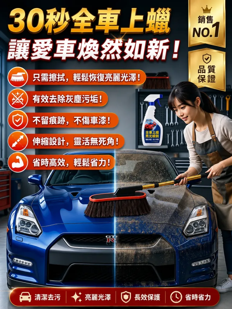 【30秒快速讓您的愛車光亮如新】可伸縮打蠟拖把套裝 只需30秒，即可讓您的愛車煥發閃亮光澤！體驗專業級光澤，省時省力！ - 6