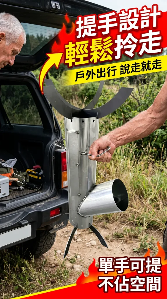 🚀【火箭爐｜戶外便攜柴火灶】露營野炊、家用燒柴一把罩，節能猛火，煮茶炒菜都搞定！🏕️ 還在背笨重瓦斯爐？這款火箭爐只要幾根樹枝就能煮出一桌菜。✅ 火箭式噴射設計，空氣對流加壓，火力集中猛爆，比一般柴爐更旺更省柴，輕巧便攜，戶外居家都實用！ - 16