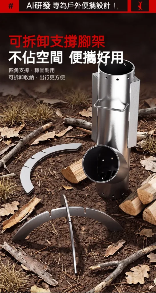 🚀【火箭爐｜戶外便攜柴火灶】露營野炊、家用燒柴一把罩，節能猛火，煮茶炒菜都搞定！🏕️ 還在背笨重瓦斯爐？這款火箭爐只要幾根樹枝就能煮出一桌菜。✅ 火箭式噴射設計，空氣對流加壓，火力集中猛爆，比一般柴爐更旺更省柴，輕巧便攜，戶外居家都實用！ - 9