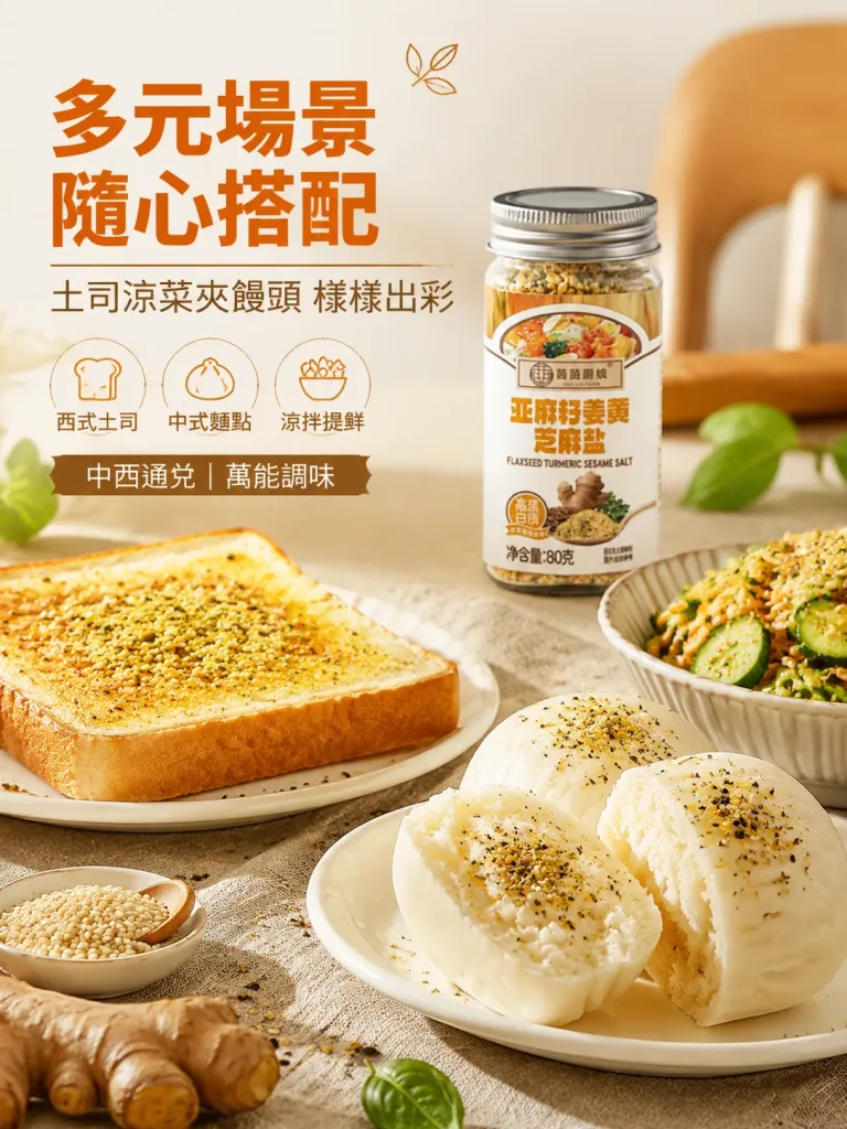 【亞麻籽薑黃芝麻鹽】🌾一罐三味！拌沙拉、拌飯、醃雞胸、沾烤肉萬用💚取代鹽巴健康無負擔，🥗堅果香氣入菜，健康美味一次滿足，一罐在手調味無窮，健康調味革命就從這罐開始🔥 - 4