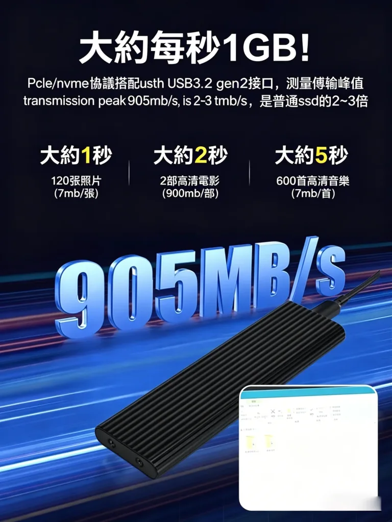 16TB大容量硬碟！傳輸速度1000MB/S，便携式固態硬碟！適用於所有設備！贈送轉接頭！便携式固态硬盘:适用于所有设备，1GB/s读取速度，稳定存储无延迟，彻底解决大文件加载缓慢和传输过程中卡顿的问题！ - 7
