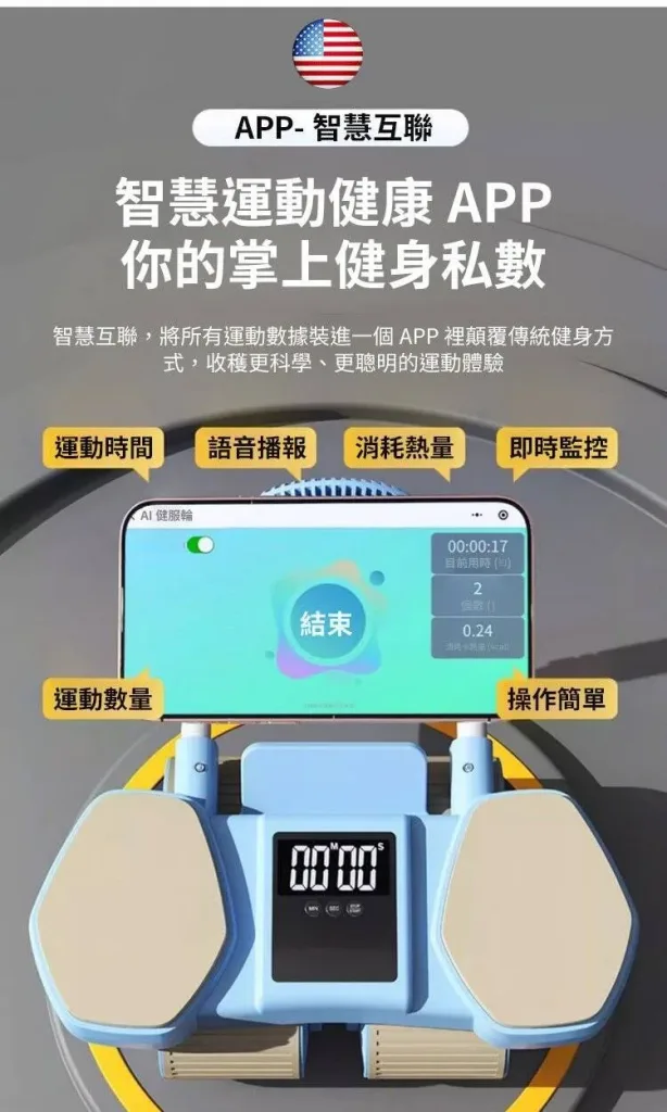 【送刻度跪墊】四輪AI智慧健腹輸 APP智慧物聯 大熒幕顯示 自動回彈 安全承重200KG 送專業訓練墊 - 22