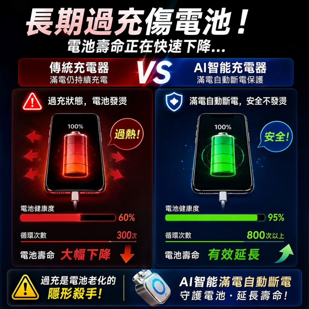【2026最新升級版】AI智慧充電頭滿電自動彈出分離,100%斷電不過充不傷電池🛡️台灣專利技術認證,延長手機電池壽命🔋睡覺充電超安心!手機族必備守護神器💡 - 18