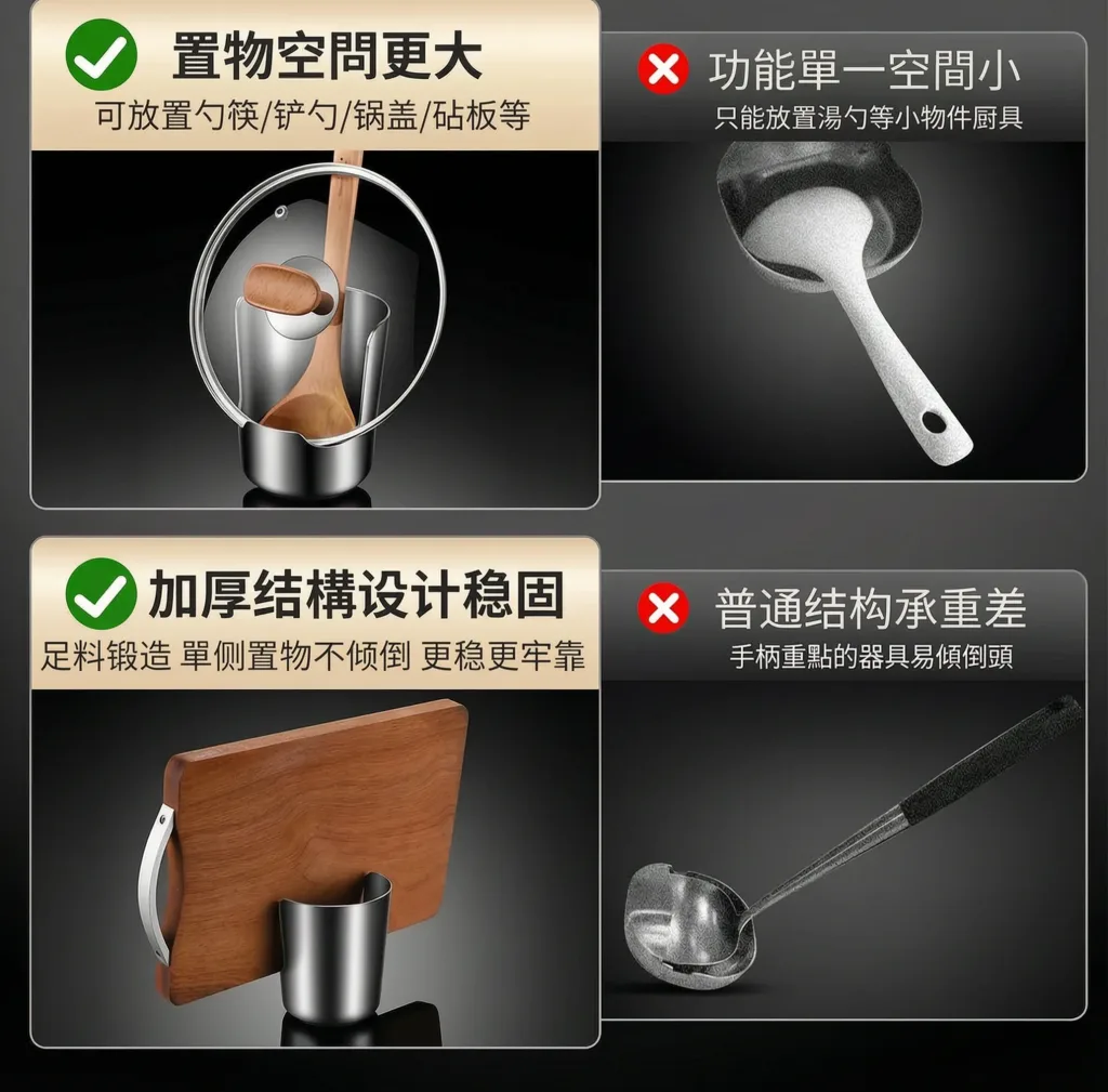 【台灣本土製造】🍳湯勺鍋蓋不再亂丟！台灣製造不鏽鋼置物架，一體成型加厚材質，穩固承托不易倒💪光滑好清洗，拉絲工藝耐刮耐磨，🛡️假一罰十敢保證！4H客服＋貨到付款＋售後無憂，下單現折800優惠，超值必收🛒 - 4